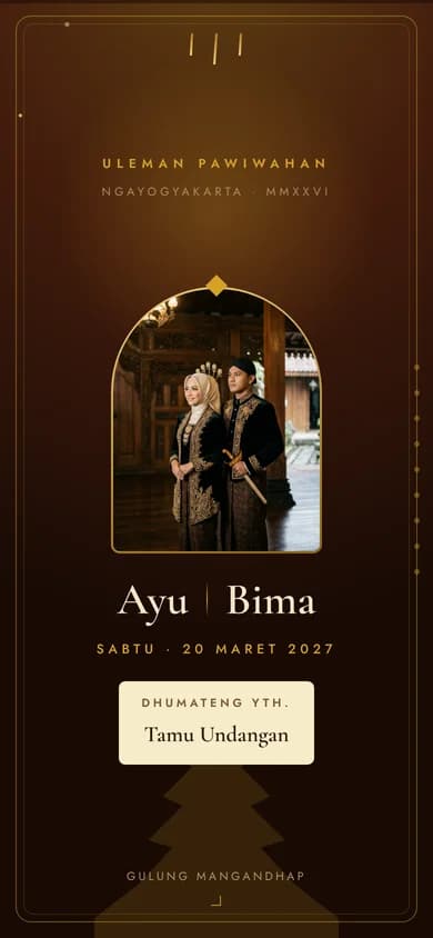 Contoh undangan klien bergaya Jawa. Mode WO menyediakan pengaturan branding agensi.