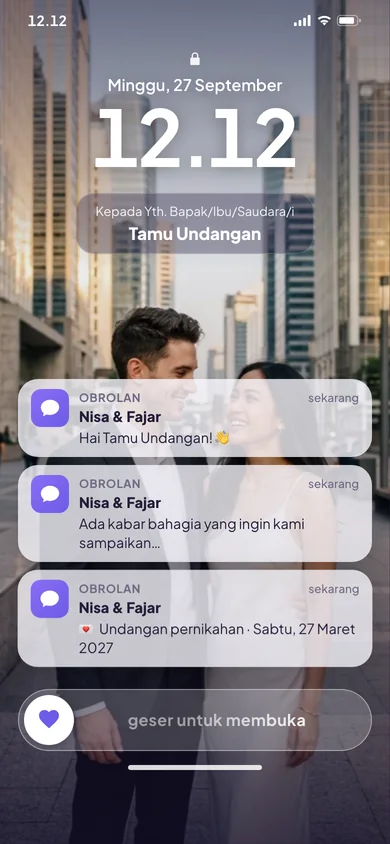 Pratinjau template undangan Obrolan Cinta